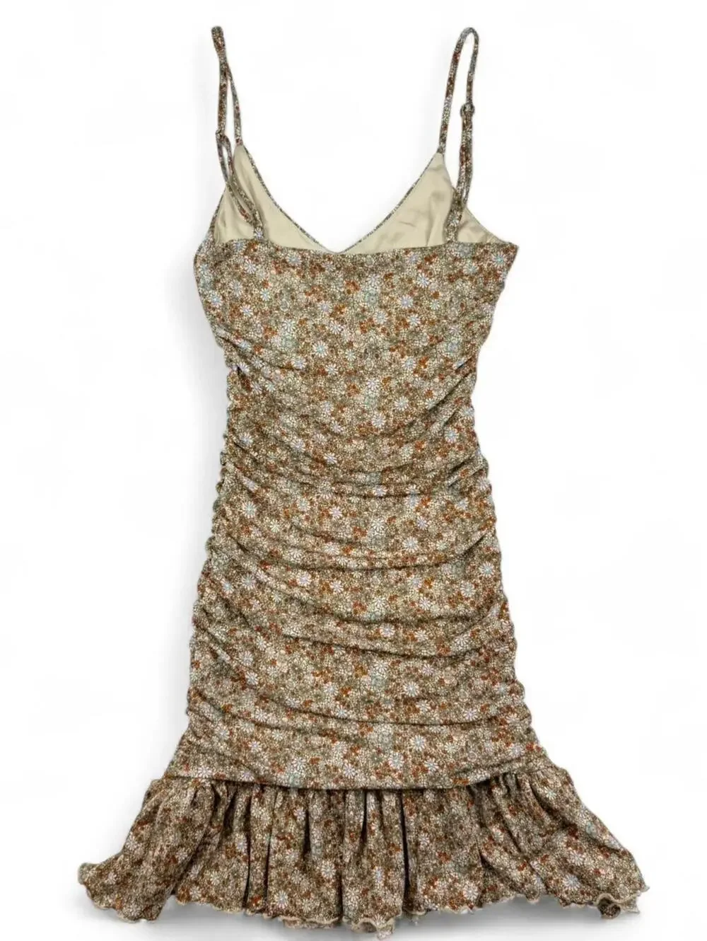 Floral mini dress with ruched detailing and adjustable straps - Picture 3 of 5